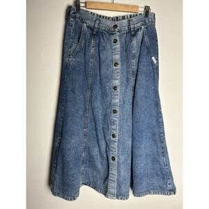 Vintage Cherokee Women’s A Line Denim Midi Maxi Skirt Size 10